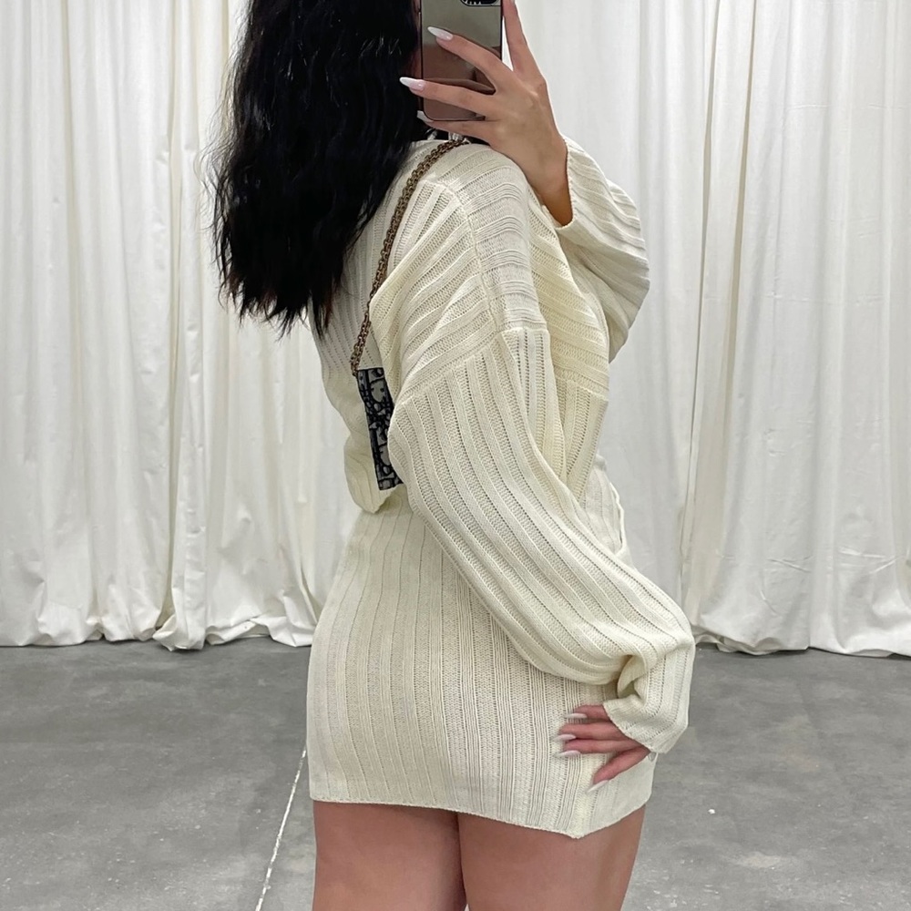THICK KNIT SKIRT AND SWEATER SET (WHITE)